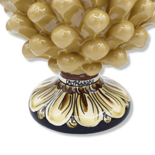 Sizilianischer Tannenzapfen aus Keramik aus Caltagirone – H 20 / 22 cm ca. (1 Stück) Taubengrau mit zufälligem Dekoratio 2