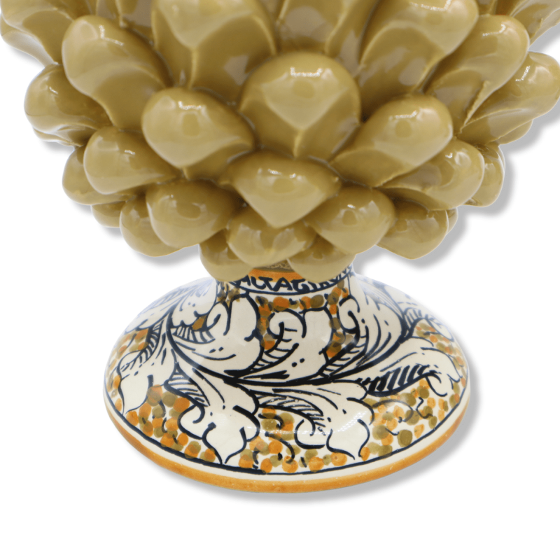 Pinha de cerâmica siciliana de Caltagirone - h 20/22 cm aprox. (1 unidade) Pomba cinza com haste de decoração aleatória 