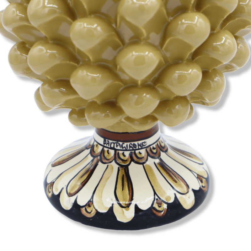 Pinha de cerâmica siciliana de Caltagirone - h 20/22 cm aprox. (1 unidade) Pomba cinza com haste de decoração aleatória 