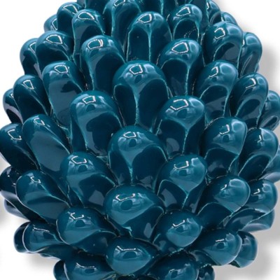 Pigna Siciliana ceramica di Caltagirone, h 20 / 22 cm ca. (1Unità) Ottanio con gambo decoro casuale - 