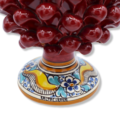 Pigna Siciliana keramik av Caltagirone, färg Bordeaux med dekorerad stam, dekoration slumpmässig stam - (1pz) h 20/22 cm