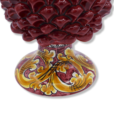 Pigna Siciliana keramik av Caltagirone, färg Bordeaux med dekorerad stam, dekoration slumpmässig stam - (1pz) h 20/22 cm