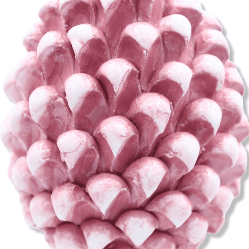 Piña de pino de cerámica siciliana de Caltagirone, altura aprox. (1 unidad) Rosa antigua con tallo decorativo aleatorio 