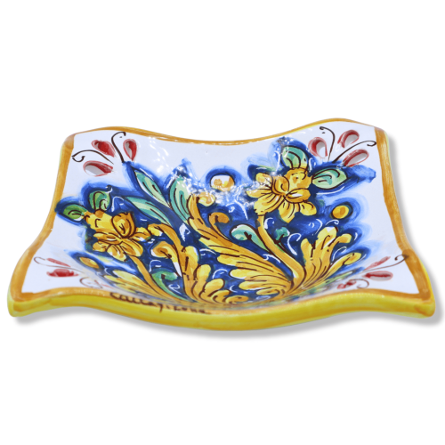 Tomma handdekorerade keramiska perforerade tips av Caltagirone, mäter cm 17x17 H5 - olika dekorationer tillgängliga -  2