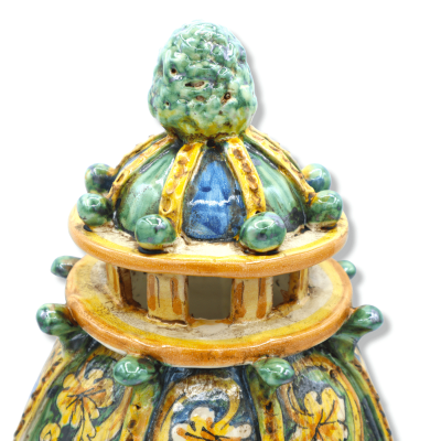 Presepe in ceramica Caltagirone h 32 cm ca. Cupola di Chiesa barocca - 