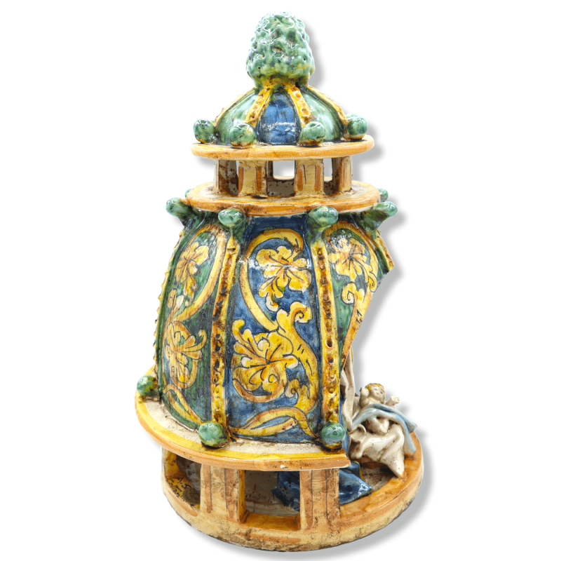 Presepe in ceramica Caltagirone h 32 cm ca. Cupola di Chiesa barocca - 