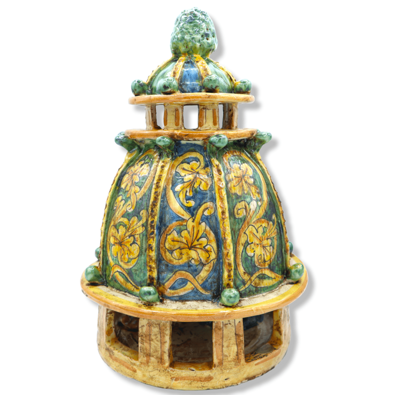 Presepe in ceramica Caltagirone h 32 cm ca. Cupola di Chiesa barocca - 