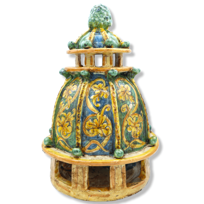Presepe in ceramica Caltagirone h 32 cm ca. Cupola di Chiesa barocca - 