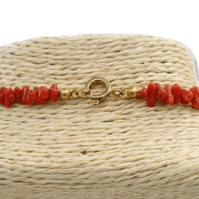 Necklace with coral and Onyx stones, length about 70 cm - 