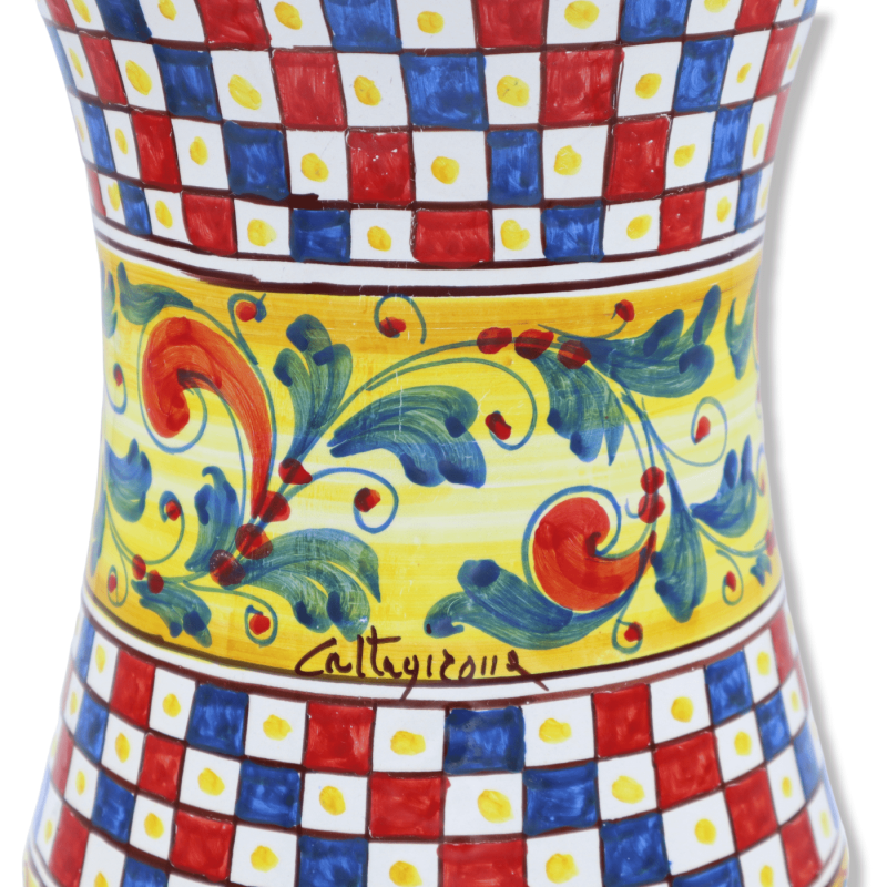 Wazy Albarello w ceramice Caltagirone, dekoracji sycylijskiej karty i szachy, h35x20 cm approx. nominative/accusative/vo
