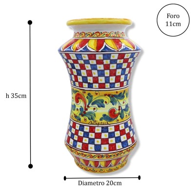 Wazy Albarello w ceramice Caltagirone, dekoracji sycylijskiej karty i szachy, h35x20 cm approx. nominative/accusative/vo