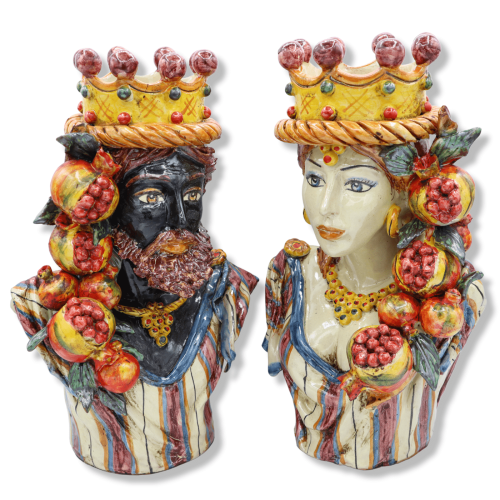 Busto de cerâmica Caltagirone (1 peça) com coroa e romãs, aproximadamente 30 cm de altura. Modificação SCR - 