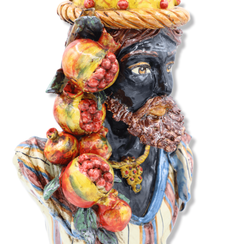 Caltagirone ceramic bust (1 piece) with crown and pomegranates, approx. h 30 cm. SCR mod - 