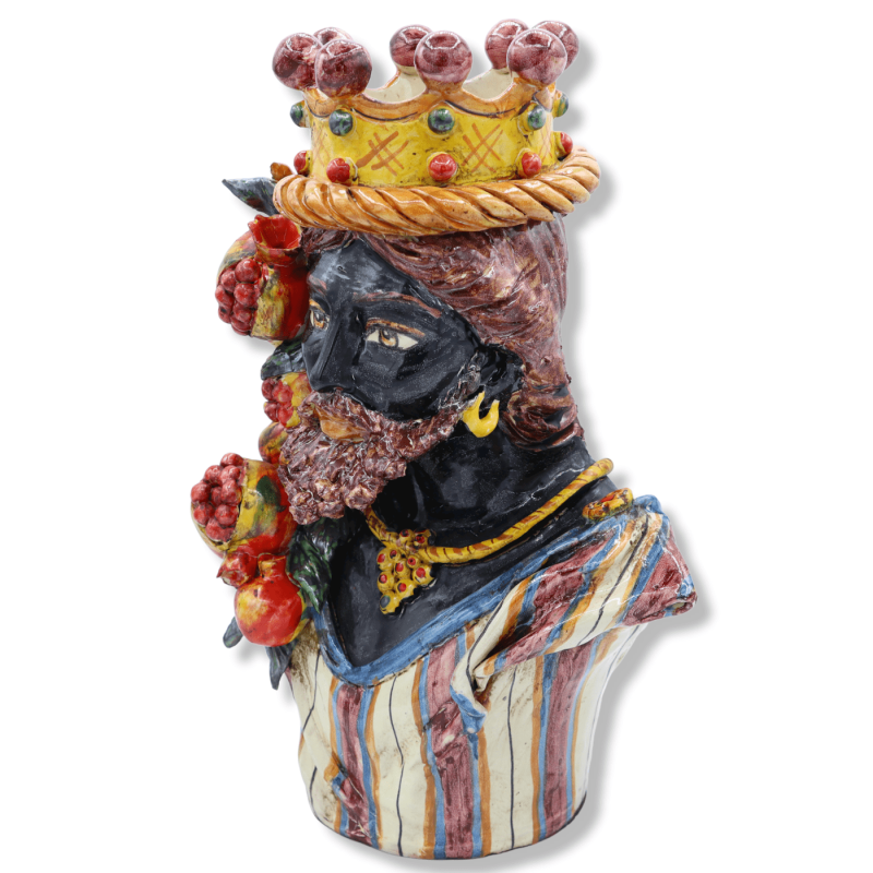Buste en céramique de Caltagirone (1 pièce) avec couronne et grenades, environ h 30 cm. Mod SCR - 