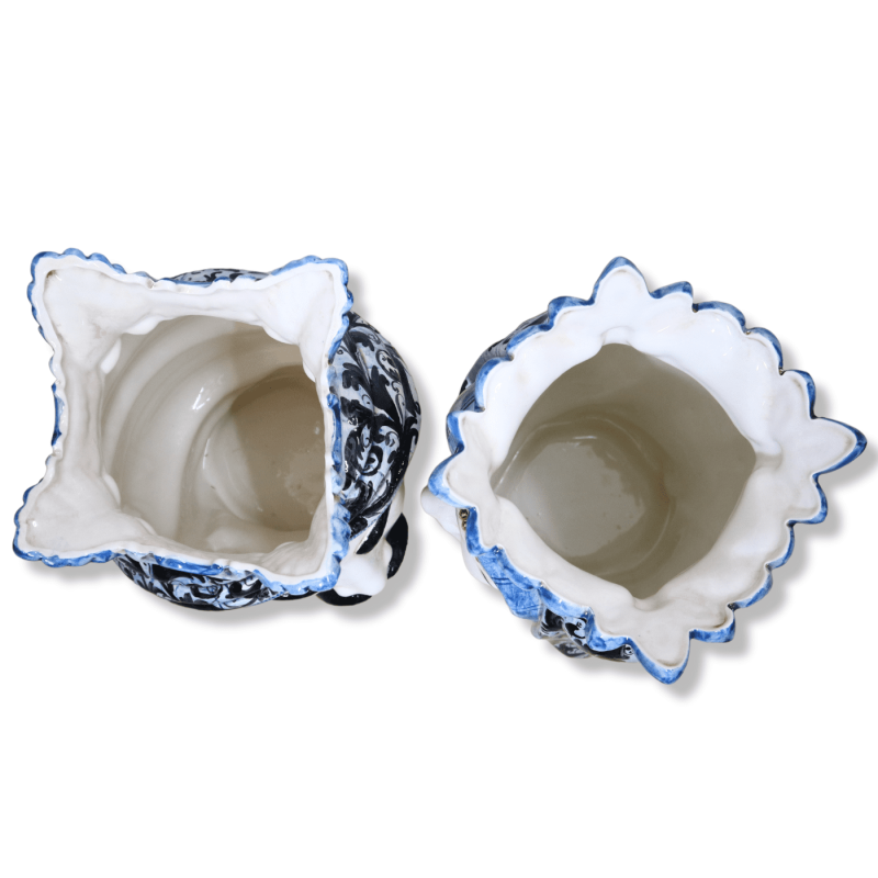 Cabeças de mouro siciliano (par) altura aproximadamente 38 cm Caltagirone com coroa e turbante, decoração do século XVII