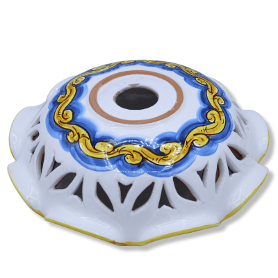 Plato de araña de cerámica Caltagirone, festoneado y perforado, con varias opciones de tamaño (1ud) Decoración barroca y
