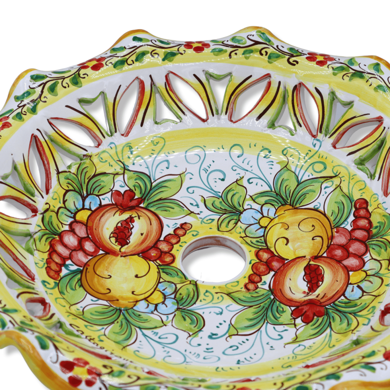 Plate Ceramic kroonluchter Melted and perforated Caltagirone, decoratie Mixed fruit, beschikbaar in drie maten - 