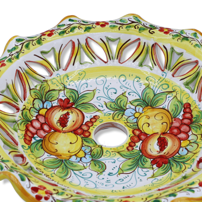 Plate Ceramic kroonluchter Melted and perforated Caltagirone, decoratie Mixed fruit, beschikbaar in drie maten - 