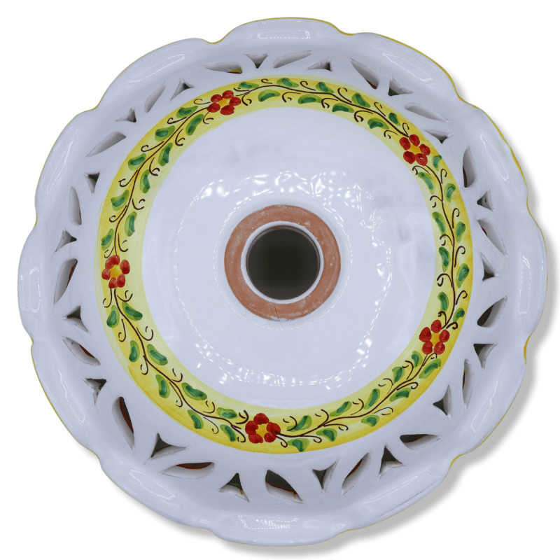 Piatto Lampadario in ceramica Caltagirone, smerlato e traforato, con varie opzioni misura (1Unità) decoro Frutta mista -