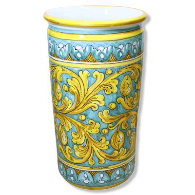 Paragüero de cerámica Caltagirone, decoración barroca sobre fondo cardenillo - altura 50 cm aprox. Modelo GR - 