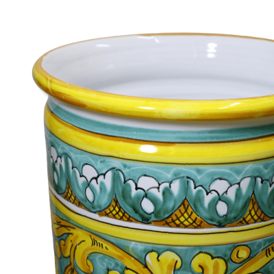 Caltagirone-Keramik-Schirmständer H 50 - Ø 30 cm ca. (1 Stück) Barock auf Grünspan-Hintergrund, 2 Stiloptionen - 