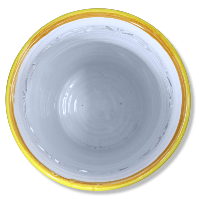 Cilindrische paraplubak van fijn geperforeerd keramiek, ca. h 50 cm. Barokke decoratie op rode achtergrond - 