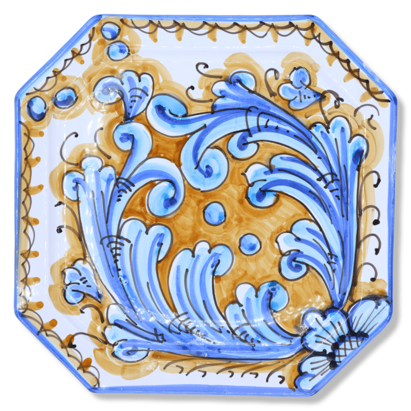 Piatto Ottagonale in ceramica siciliana, disponibile in vari decori, h25x25 cm ca. Mod NL - 