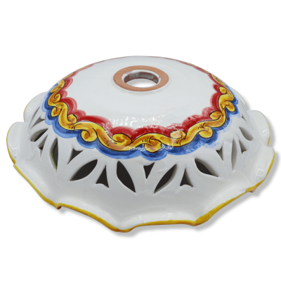 Caltagirone-Keramik-Kronleuchterplatte, gewellt und perforiert, in verschiedenen Größen (1 Stück), barocker Dekoration u