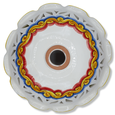 Caltagirone keramische kroonluchterplaat, geschulpt en geperforeerd, met verschillende maten (1st) barokdecoratie en lin