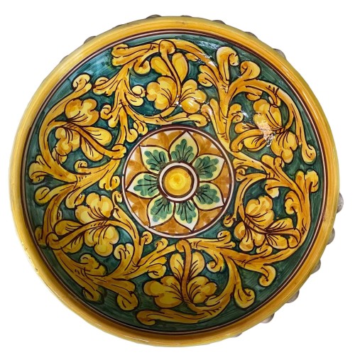 Ceiling Pigna w Caltagirone, dekoracja barokowa na tle Old White, Diameter 27 cm, h 17 cm ok. TD -  2