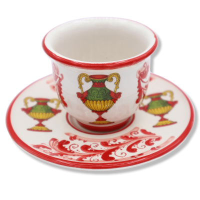 Conjunto de xícaras de café em cerâmica Caltagirone, altura aproximada de 5 cm. com tábuas e decoração do século XVII - 