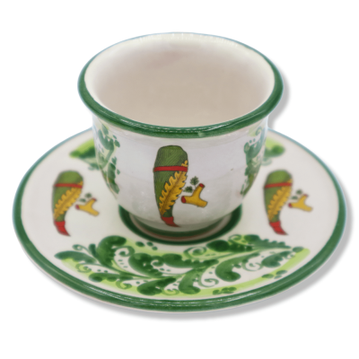 Conjunto de xícaras de café em cerâmica Caltagirone, altura aproximada de 5 cm. com tábuas e decoração do século XVII - 