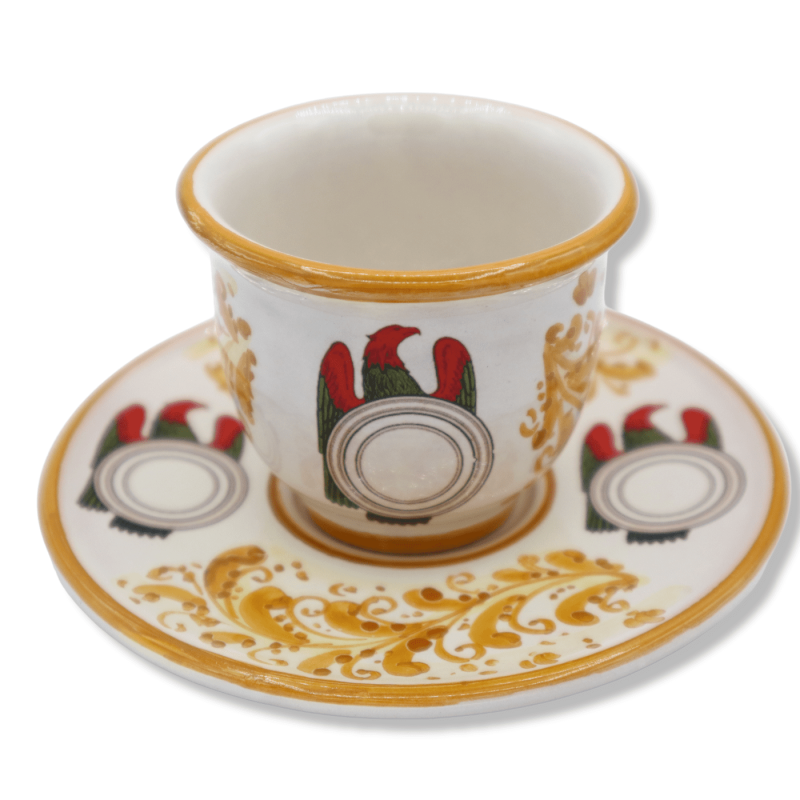 Conjunto de xícaras de café em cerâmica Caltagirone, altura aproximada de 5 cm. com tábuas e decoração do século XVII - 
