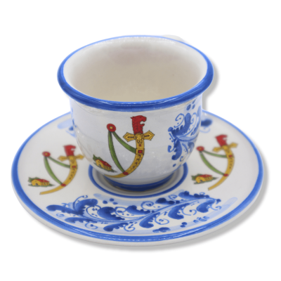 Conjunto de xícaras de café em cerâmica Caltagirone, altura aproximada de 5 cm. com tábuas e decoração do século XVII - 