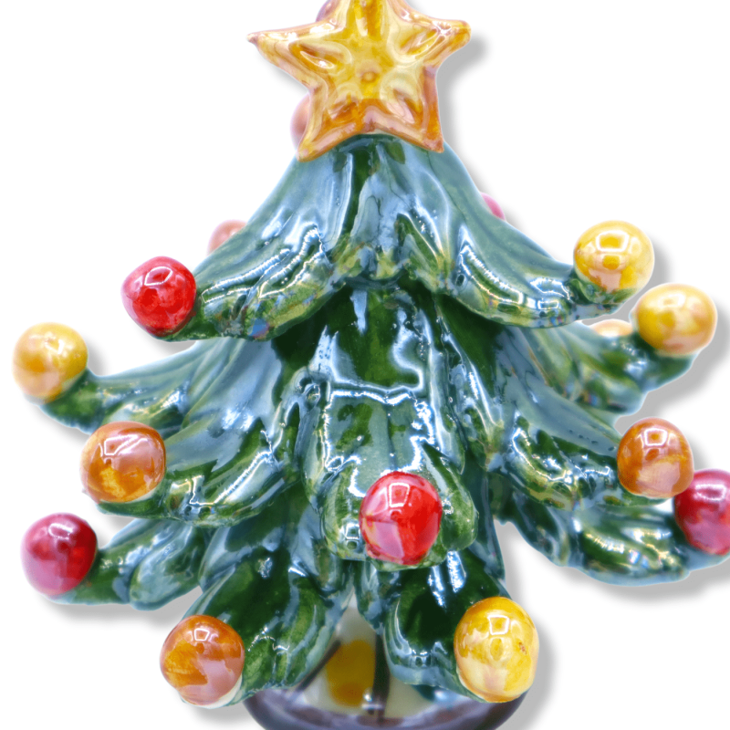 Elite Christmas tree in Caltagirone ceramic, star tip, mother-of-pearl enamel, h 10 cm (1Pcs) Mod NF - 