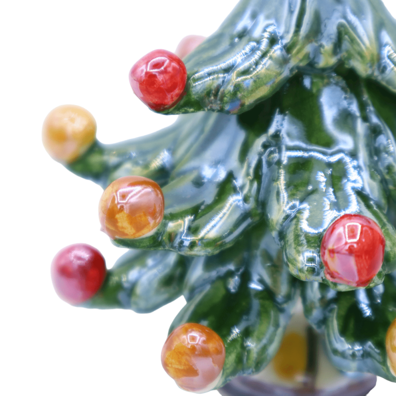 Elite Christmas tree in Caltagirone ceramic, star tip, mother-of-pearl enamel, h 10 cm (1Pcs) Mod NF - 