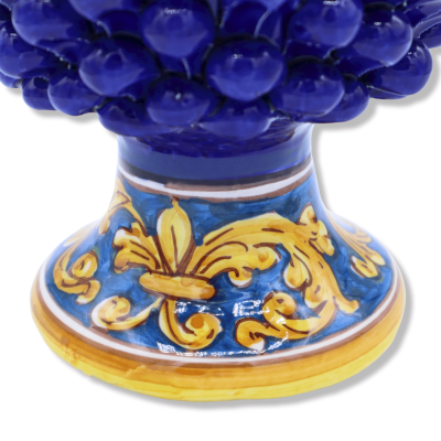 Pigna Siciliana in ceramica Caltagirone con 2 opzioni dimensione (1Unità) Blu, gambo decoro barocco - 
