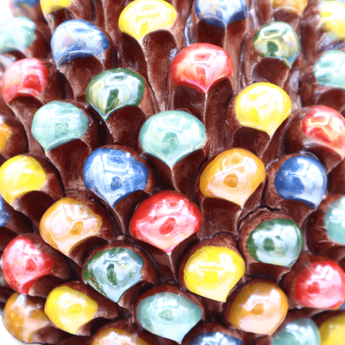 Cono de pino Arlecchino multicolor, en cerámica Caltagirone con esmalte de nácar - con 5 opciones de tamaño (1 pieza) MD 2