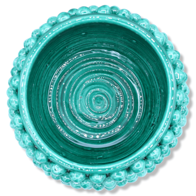 Vaso Caltagirone Mezza Pigna na cor verdete e haste com decoração barroca, Ø 23 cm aprox. Mod TD - 