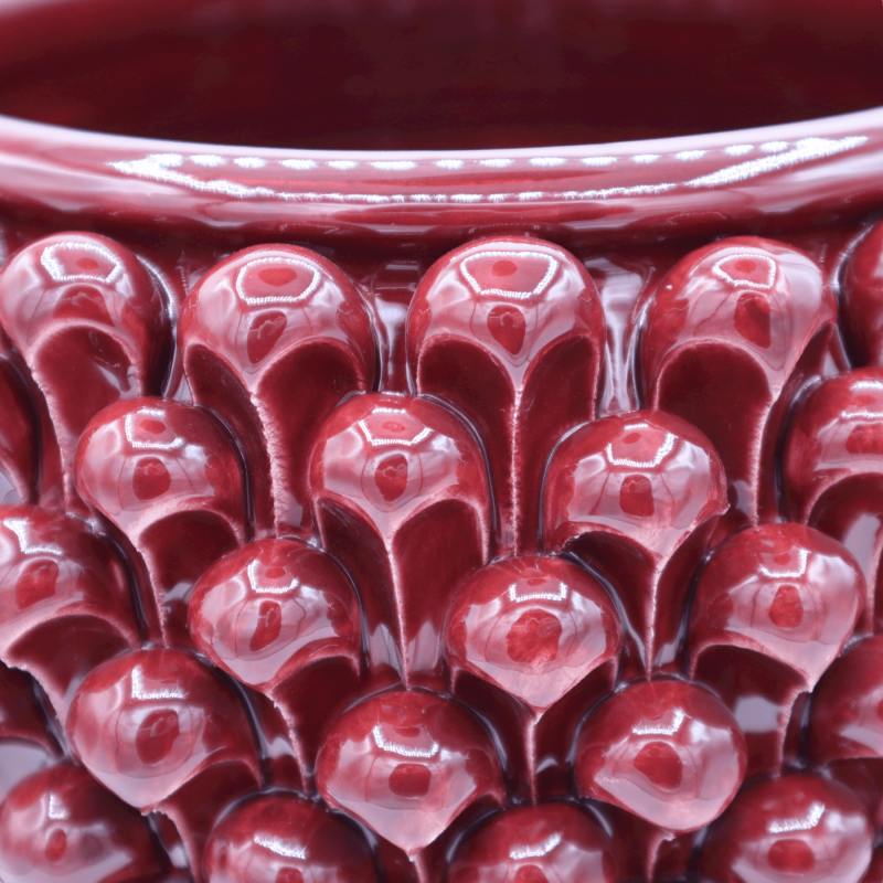 Pinha siciliana em cerâmica vermelha Caltagirone, caule com decoração  barroca e xadrez, 25/26 cm aprox. Mod. TD OPÇÃO DE COLORAÇÃO SELECIONADA h  30 cm