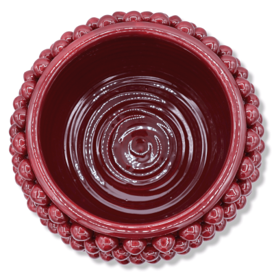 Vaso Caltagirone Mezza Pigna na cor Bordeaux e Caule com decoração barroca, Ø 23 cm aprox. Mod TD - 