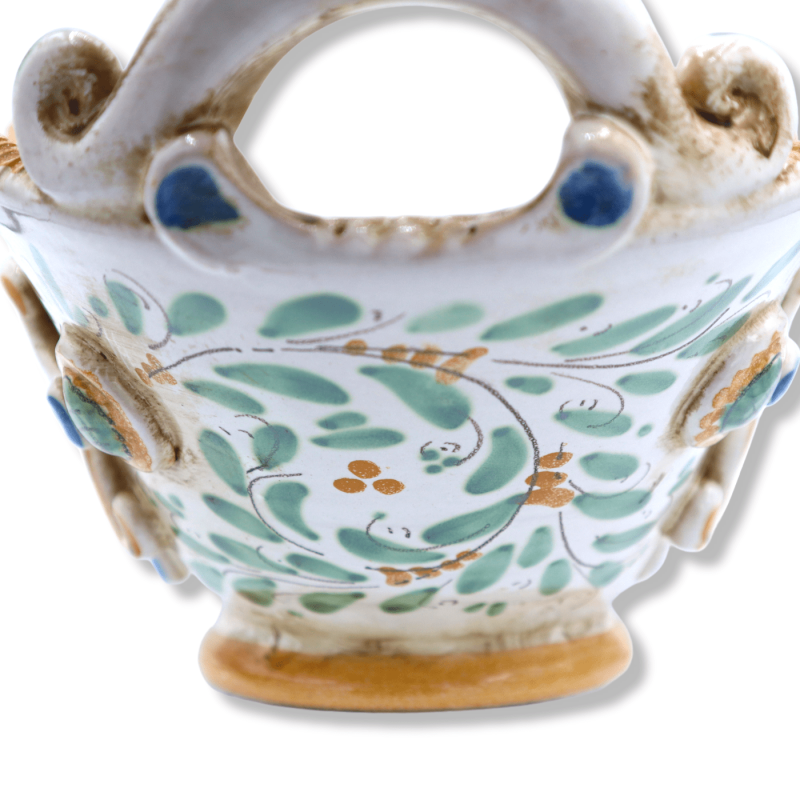 Centre de table en céramique Caltagirone, décor de style baroque et fleurs en relief, Largeur 37 cm, Hauteur environ 15 