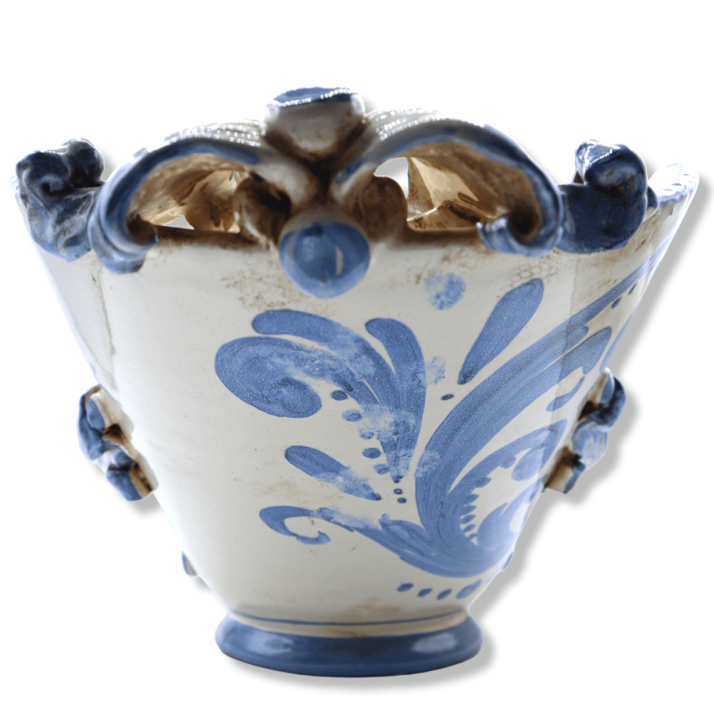 Centre de table en céramique Caltagirone, décor de style baroque et fleurs en relief, Largeur 50 cm, Hauteur environ 20 