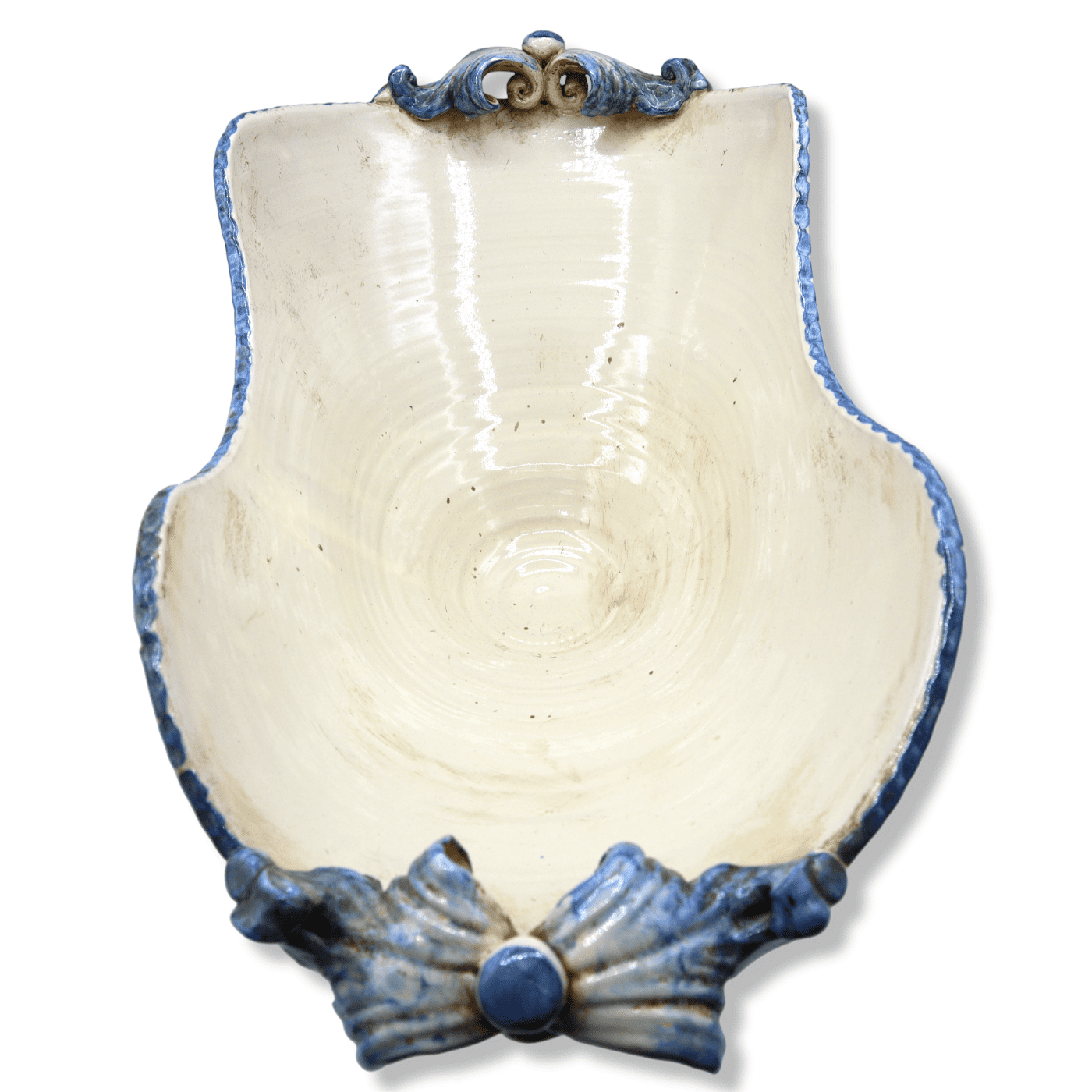 Paragüero cilíndrico de cerámica Caltagirone perforada, decoración barroca  sobre fondo azul, altura 50 cm aprox. Modelo GR