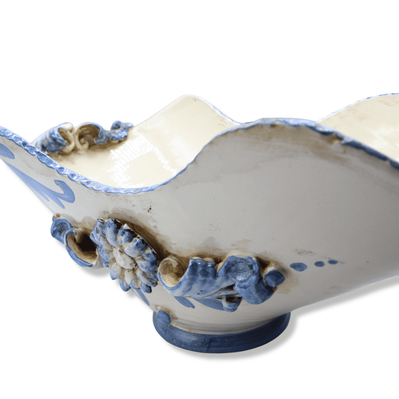 Centre de table en céramique Caltagirone, décor de style baroque et fleurs en relief, Largeur 50 cm, Hauteur environ 20 