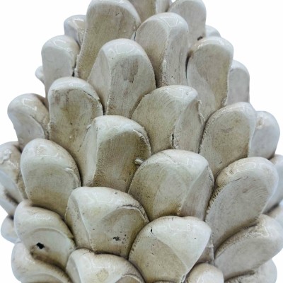 Caltagirone Sicilian pine cone, height 15cm Antique white color with decorated stem - Random stem decoration (1Pc) - 