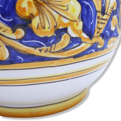 Cachepot, Vaso para plantas em cerâmica fina, decoração barroca sobre fundo azul, disponível em vários tamanhos - Mod CH