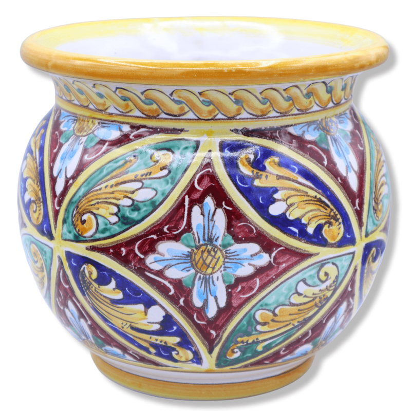 Cachepot, Vaso per piante in pregiata ceramica, decoro Barocco Palermo, con 5 opzioni dimensione (1pz) - 