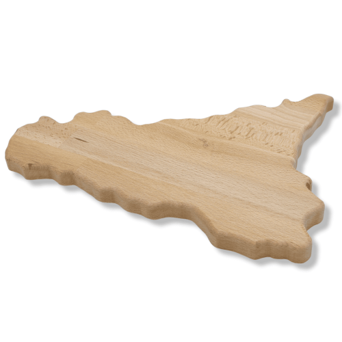 Planche à découper en bois de hêtre faite à la main en forme de Sicile, biseautée sur les côtés, trou pour suspendre, Di 2