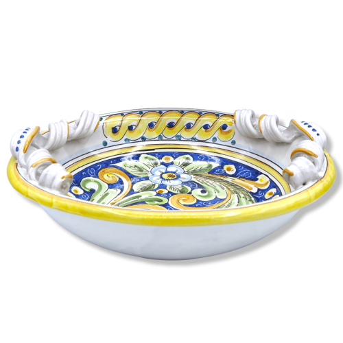 Centrotavola Ceramica Caltagirone, manici torchon barock dekoration och blommor, bredd 40 cm ca. BR -  2